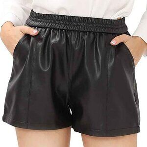 Shinestar - Black Vegan Leather Shorts with Pockets - M - NWOT